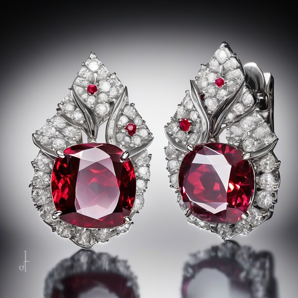 Boucles d'Oreilles Cœur Double Rubis