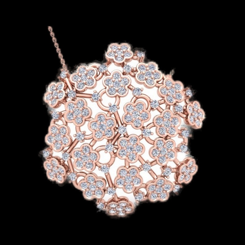 Pendentif Cascade Florale Diamants