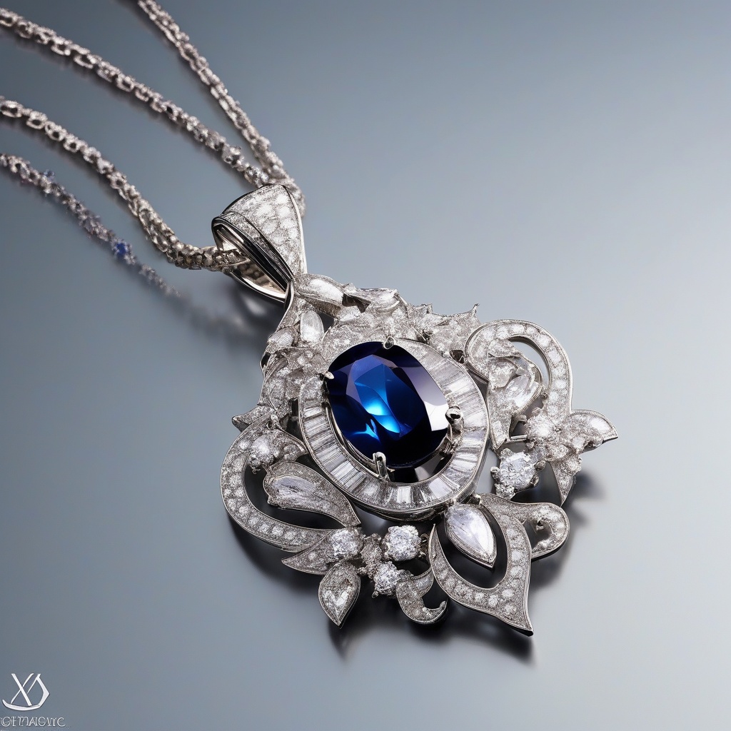 Pendentif Cœur Saphir en Fleur