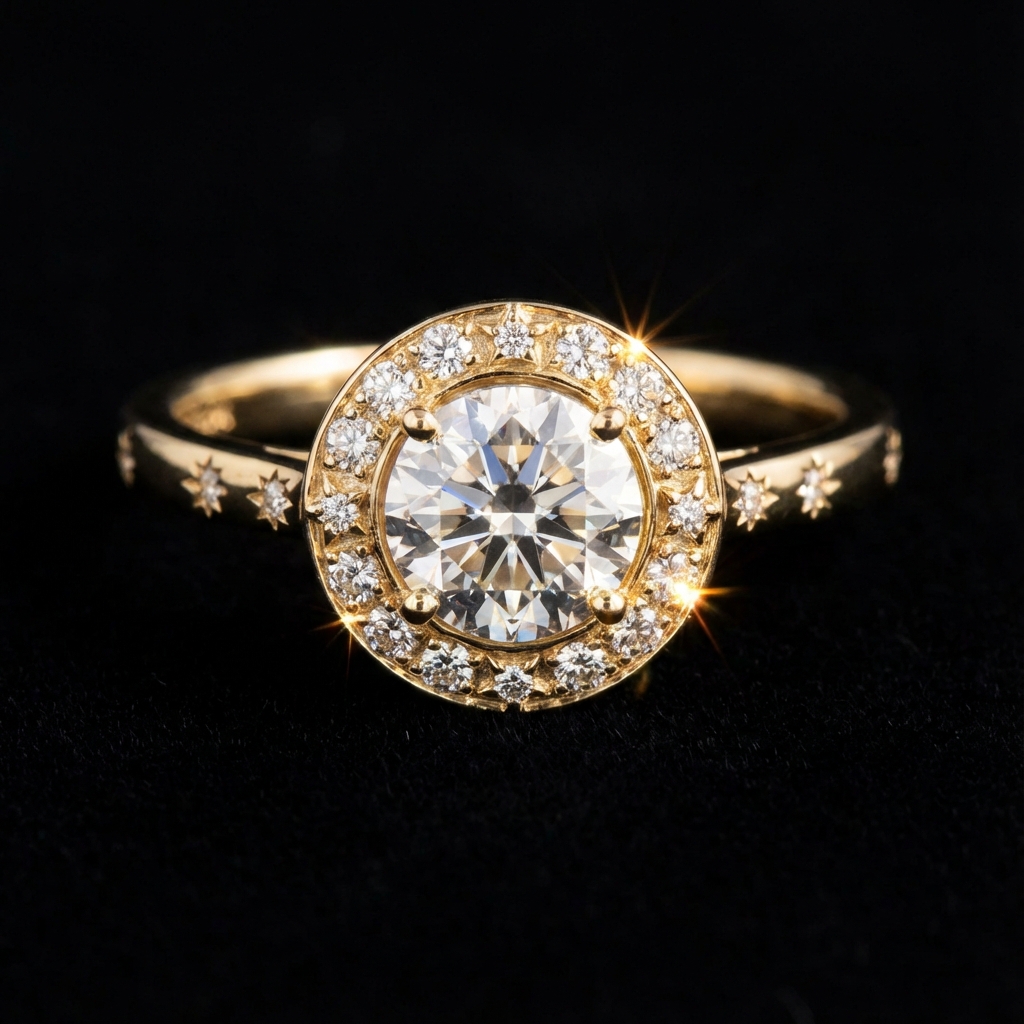 Bague Diamant Halo Céleste