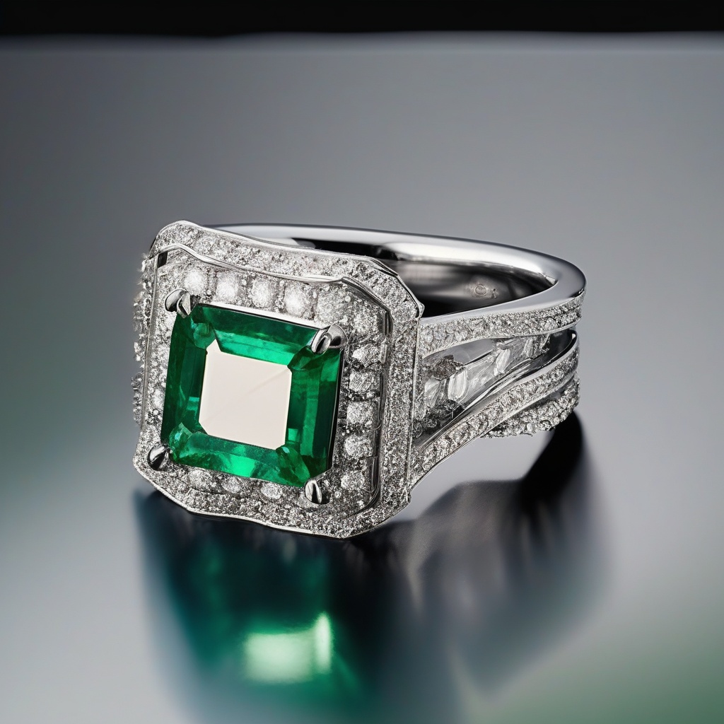 Bague Auréole Émeraude Goutte