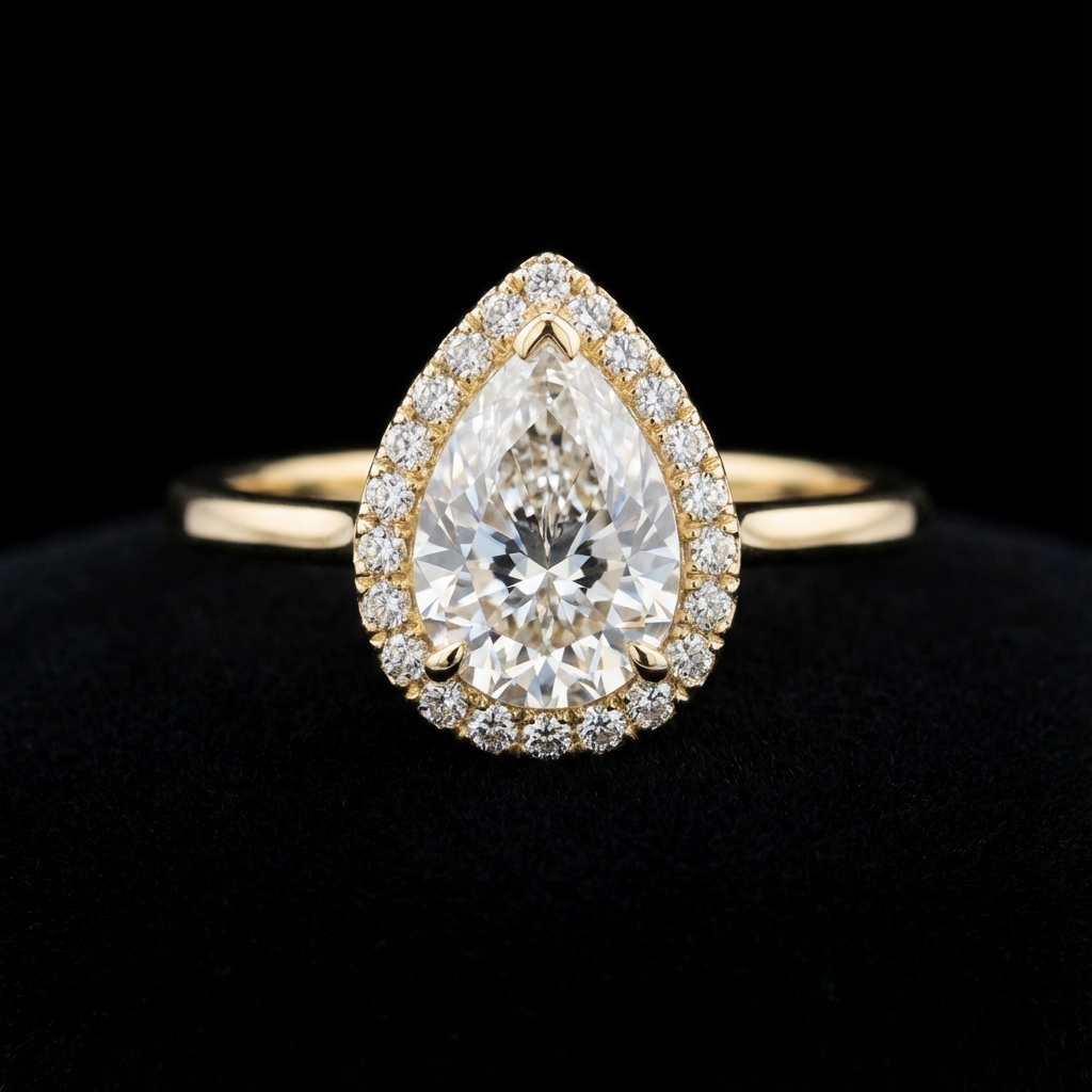 Bague Diamant Halo Poire